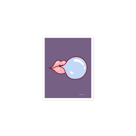 Pic sticker - lips & bubble gum - muted pink-purple