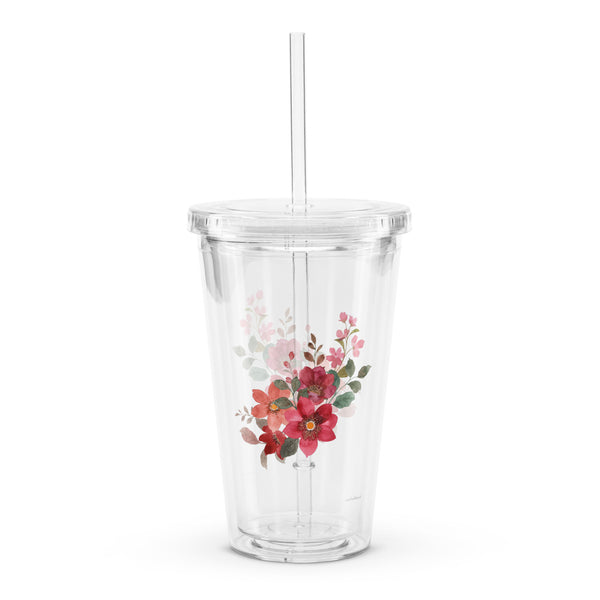 Pic - Flower 1 - clear plastic tumbler