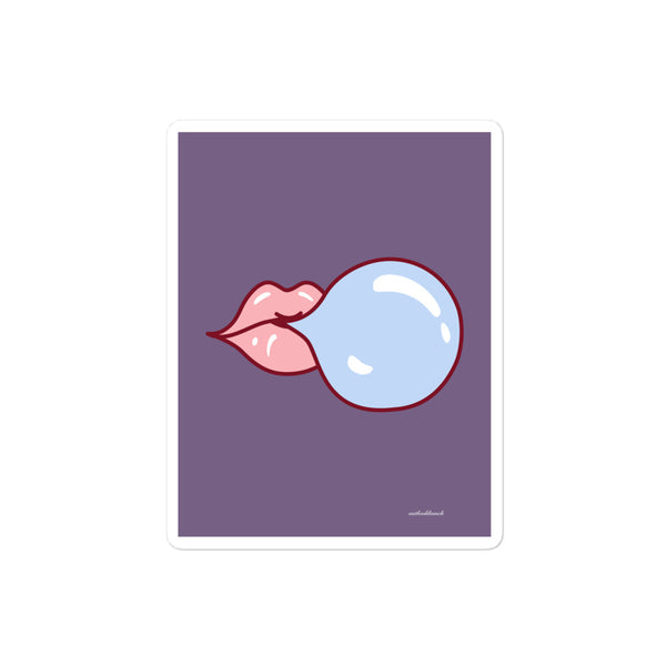 Pic sticker - lips & bubble gum - muted pink-purple