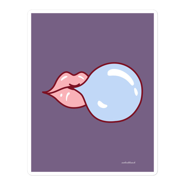 Pic sticker - lips & bubble gum - muted pink-purple